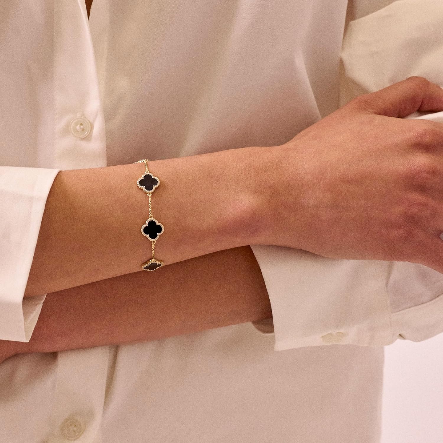 Electric Picks Bracelet, Gold Clover Bracelet, Black Bracelet Women, Bracelets Women, Clover Bracelets Women, Gifts for Women, Birthday Gifts for Women, Gift Sets - Image 2