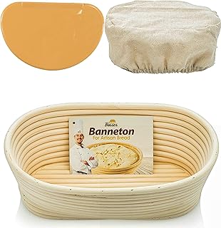 Oval Bread Banneton Proofing Basket - 10 Inch Baskets Sourdough Brotform Proofing Basket Set Banaton Towel for Baking Oval Proofing for Sourdough Bread Making Starter Kit - Great As A Gift