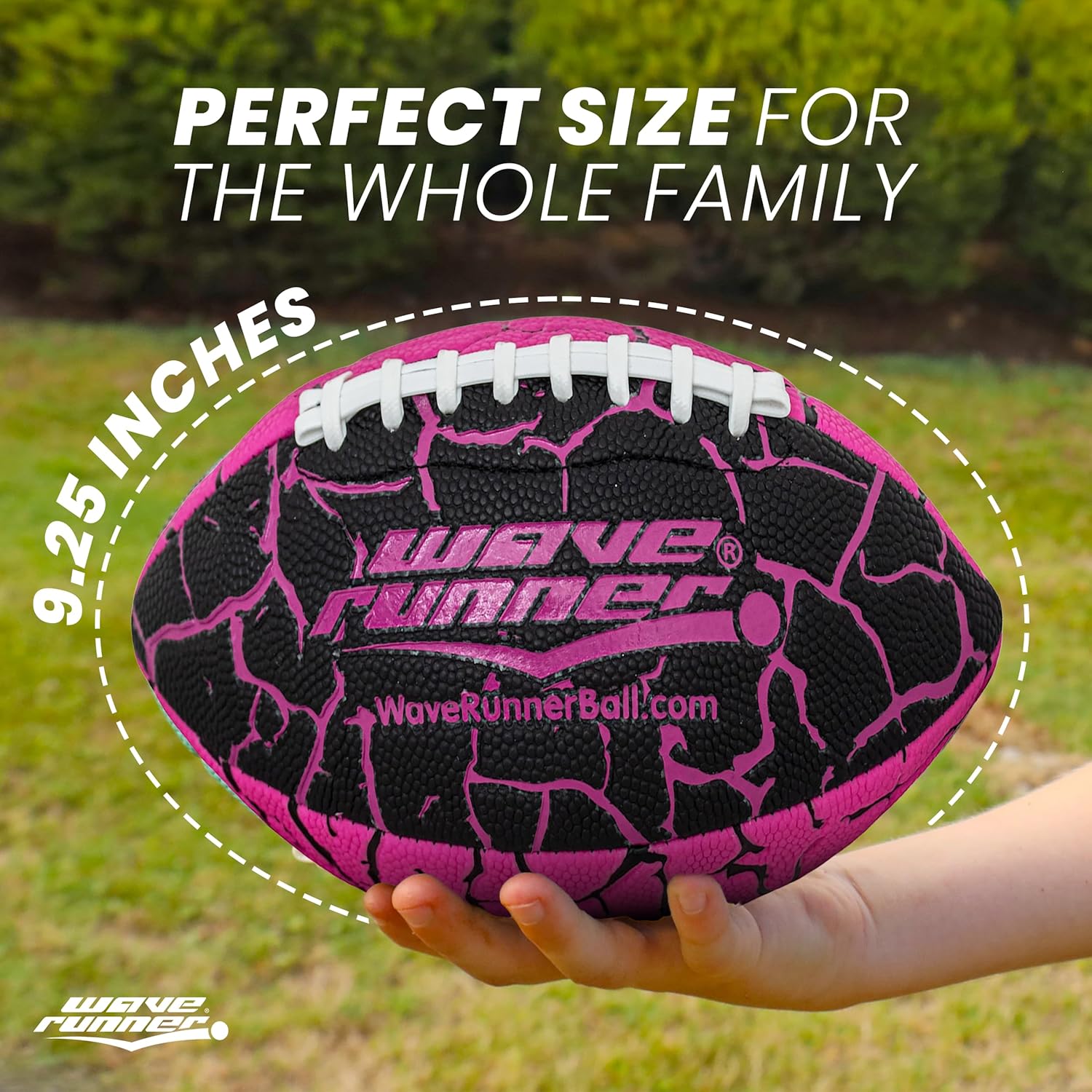 Wave Runner Grip It Waterproof Junior Size Football, 9.25 Size, Durable & Double Laced, Perfect for Beach Accessories, Kids Games, Pool Toys, Outdoor Games, All-Weather Indoor & Outdoor Play