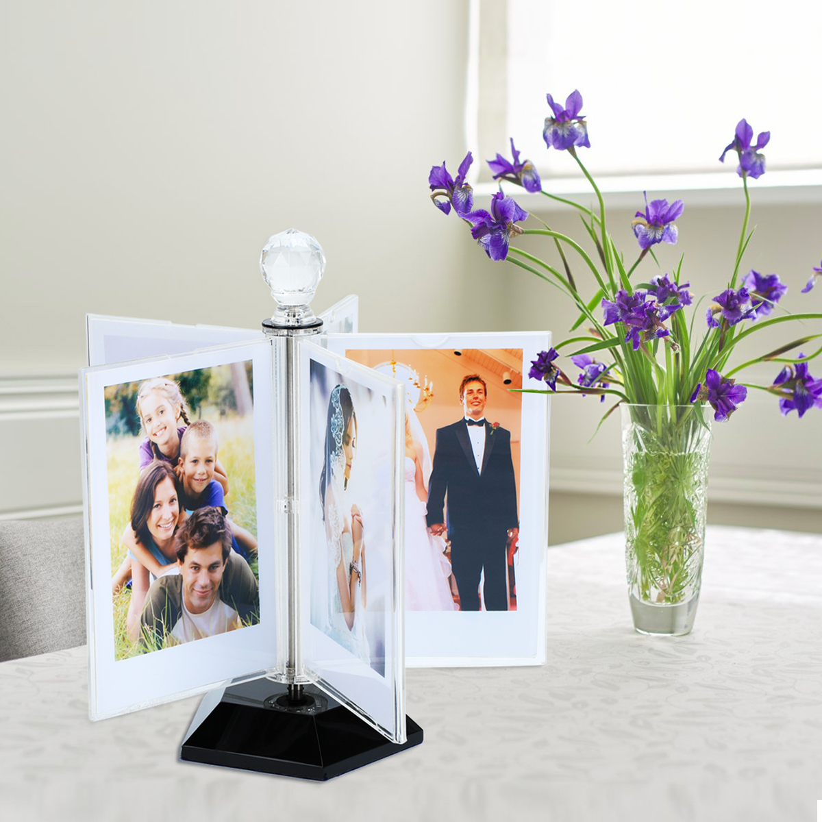 ZEEYUAN Drehender Fotorahmen Set für Mehrere Fotos 10 Fotos in 10 x 15 cm Transparente Bilderrahmen aus Acryl als… – Bild 8