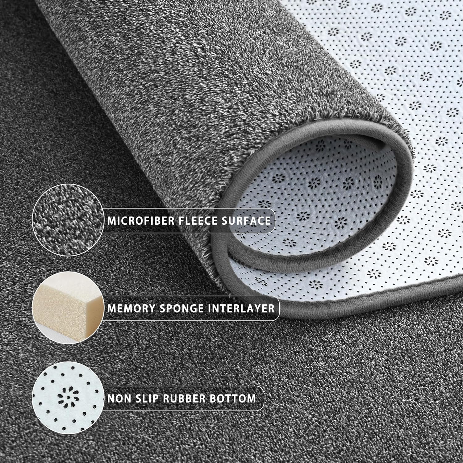 Tepook Soft Area Rug for Living Room Bedroom, 5x7 Dark Grey Rug Memory Foam Carpets, Washable Modern Indoor Non-Slip Minimalist Shag Rugs for Boys Girls Room Dorm Home Decor - Image 5