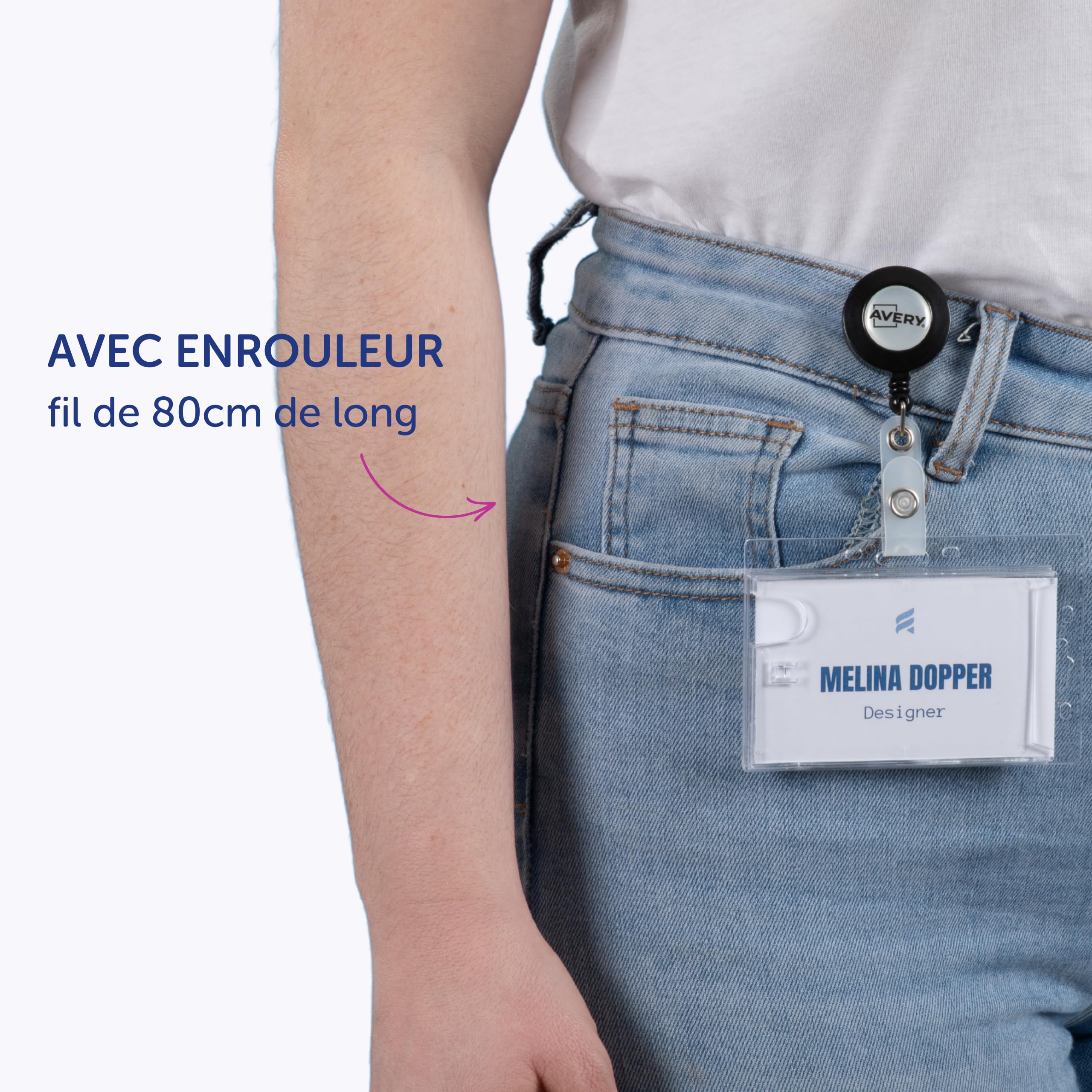 AVERY - Boite de 10 porte-cartes en plastique rigide transparent avec enrouleur, Pour 2 cartes magnétiques, Format 90 x 54 mm, (4827)