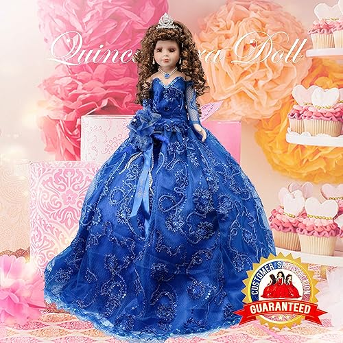 Miniatura 3 de Kinnex Collections 280in Porcelana Membrillo Anos Quinceañera Última Muñeca Muneca Centerpiece  KK28200-23  Aqua Aqua, Coral, Flamenco, Fushia,