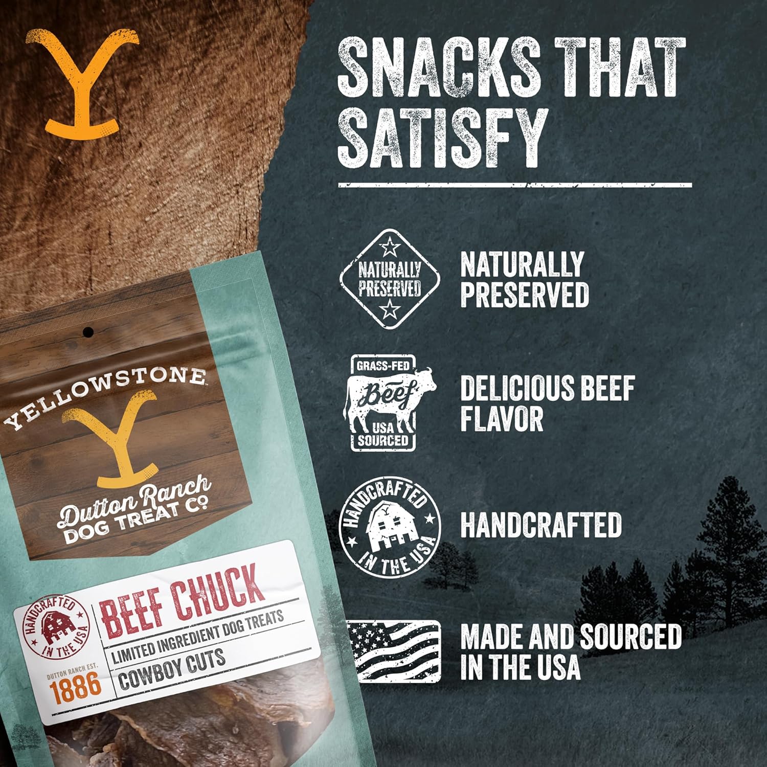 Authentic Yellowstone Dutton Ranch Dog Treat Co. - Limited Ingredient Cowboy Cuts: Beef Chuck - Premium Dog Treats with No Additives, Preservatives or Fillers - Made in the USA - 8oz