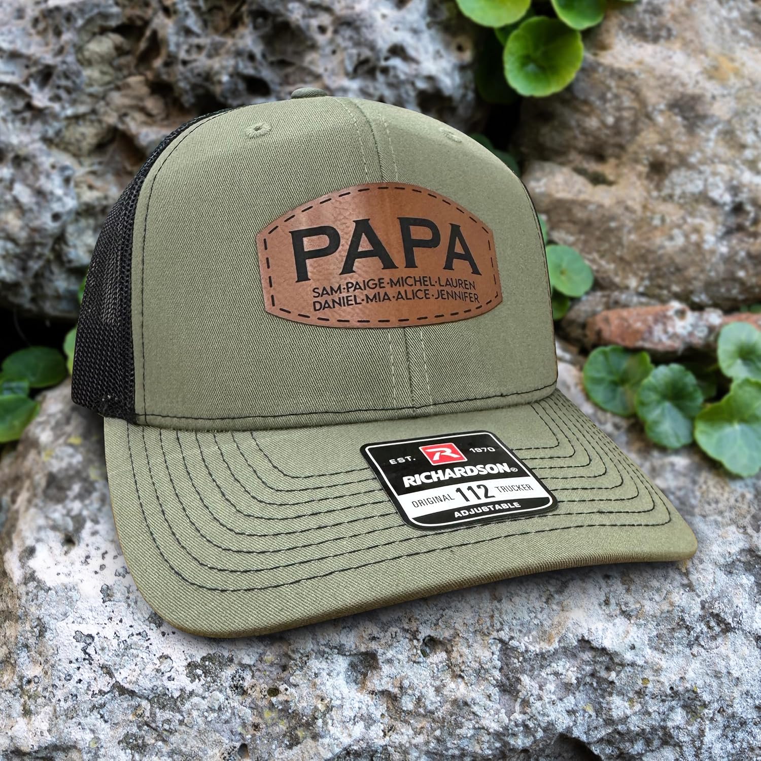 Custom Papa Leather Patch Trucker Hat Personalized Father Baseball Caps for Adult