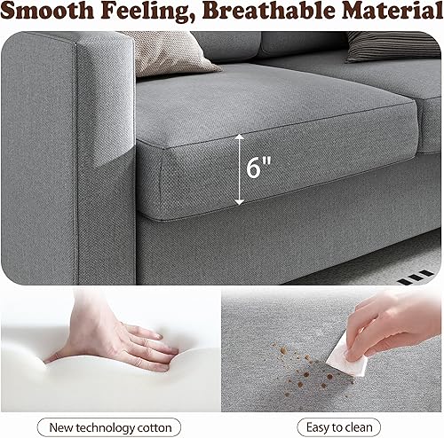 Miniatura 4 de Sofá modular convertible, sofá en forma de L, sofás de 5 plazas para sala de estar, apartamento pequeño, sofá modular reversible, gris claro