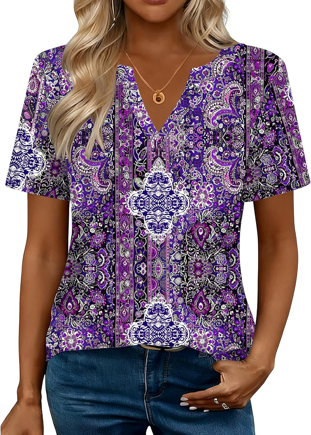 Zeagoo Womens Tops Short Sleeve V Neck Tee Shirts Cute Dressy Casual Clothing Business Work Blouse - Image 4