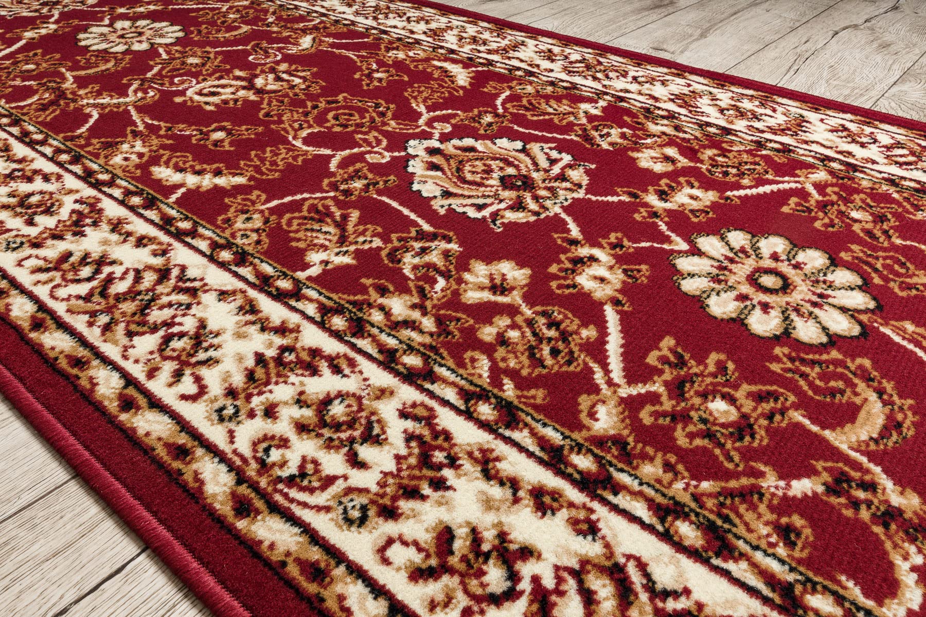 rugsx Tapis de Couloir BCF MORAD KLASYK pour la Cuisine, Le Hall, Le Couloir, l'entrée, Solide, Classique Bordeaux 70x220 cm