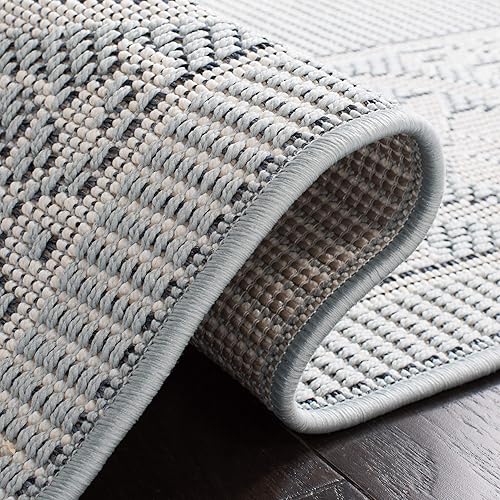 Miniatura 5 de SAFAVIEH Alfombra lavable Bermuda Collection – 4' x 6', azul claro y marfil, interior/exterior, resistente a la intemperie, ideal para patio, patio