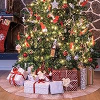 Vista 4 de Skylety Falda de árbol para el día de San Valentín de 48 pulgadas, con volantes, de tul y lentejuelas redondas con purpurina de doble capa, falda