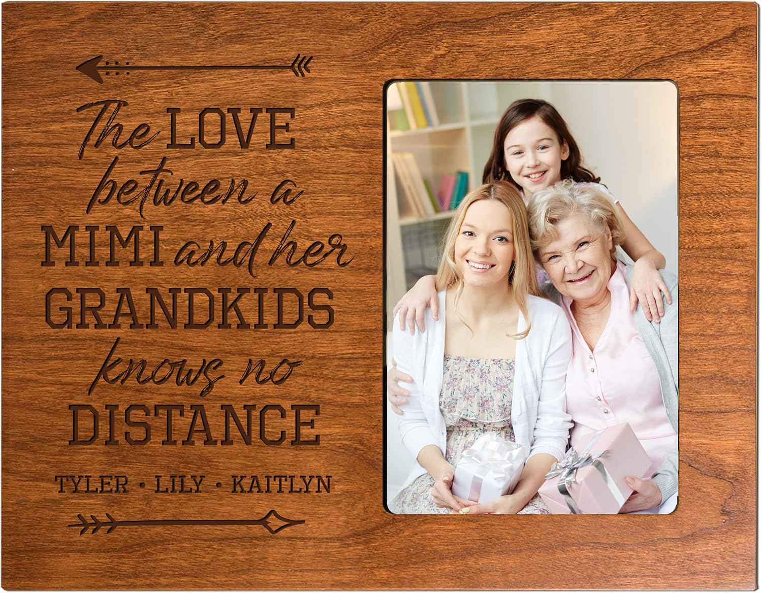 LifeSong Milestones Personalized Grandmother Gift All That I Am Or Hope to Be from Grandson, Nephew, Granddaughter, Grandchildren Vertical Frame 4”x6” Photo Measures 8”x10” (Cherry)