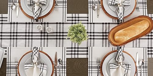 Miniatura 3 de DII Home Sweet Farmhouse Colección de Mesa a Cuadros, Camino de Mesa, 14x72 pulgadas, Negro