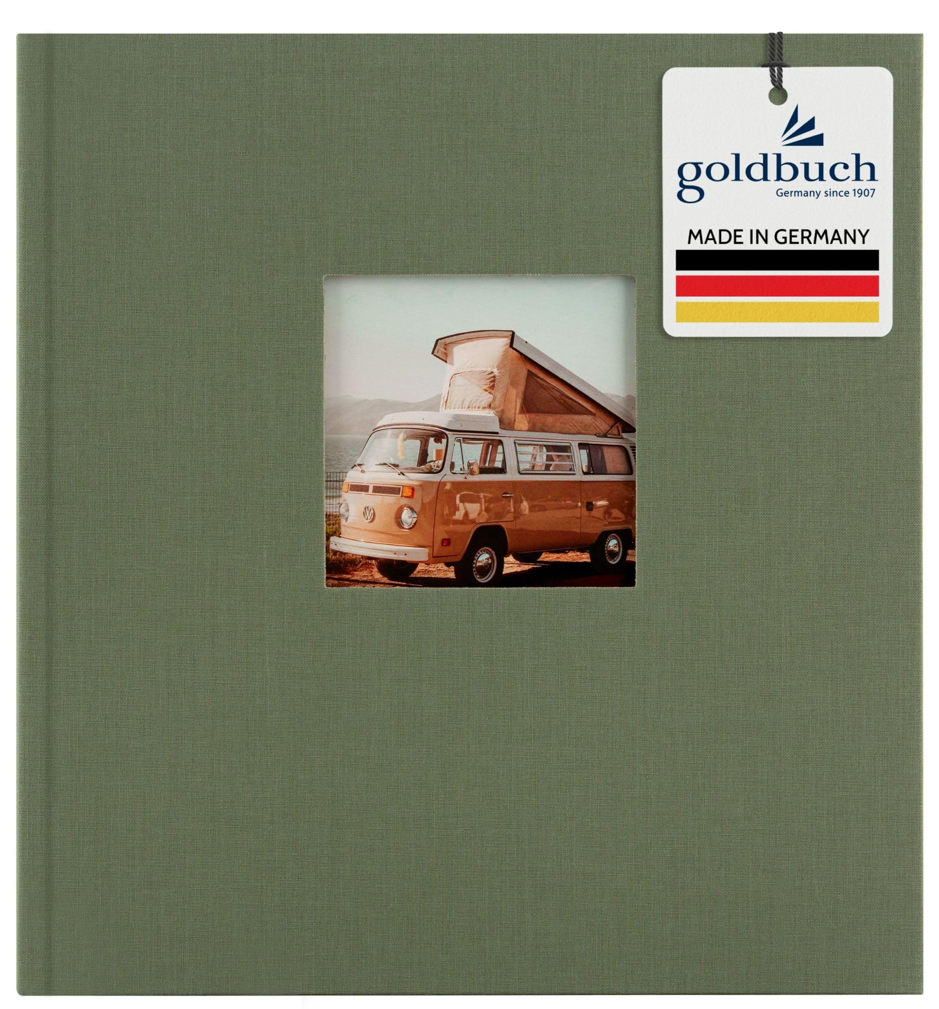 Album Photo Bella Vista en Lin Vert - 60 Pages Noires pour Souvenirs Inoubliables