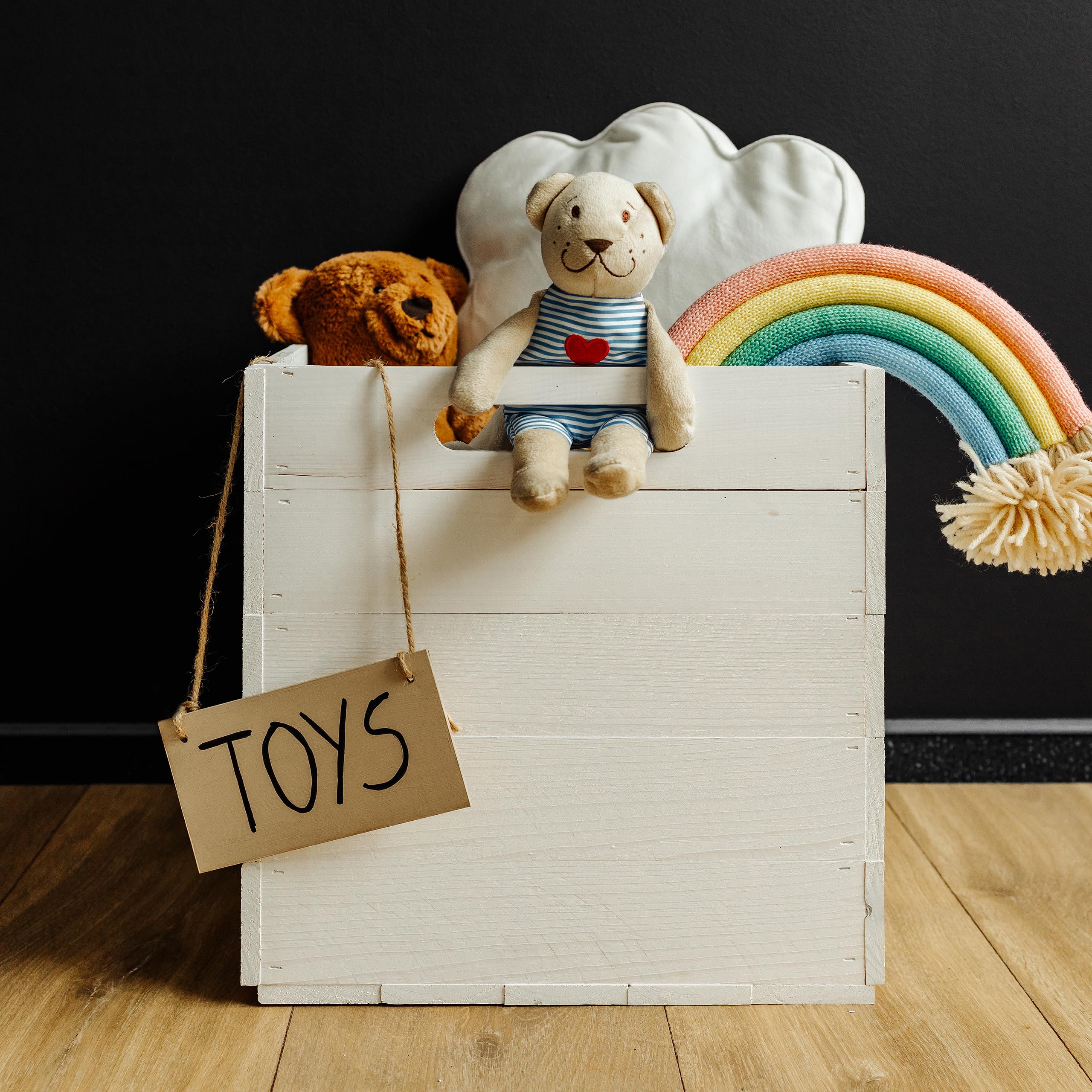 Caisse en bois blanc pour étagère Kallax | Boîte polie avec poignées | 33 x 37 x 33 cm | Rangement pour enfants et jouets