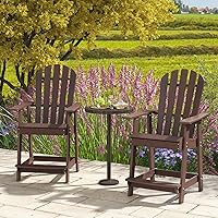 Vista 2 de Tangkula Taburete de bar para exteriores, silla Adirondack alta de polietileno de alta densidad con reposabrazos y reposapiés, resistente a