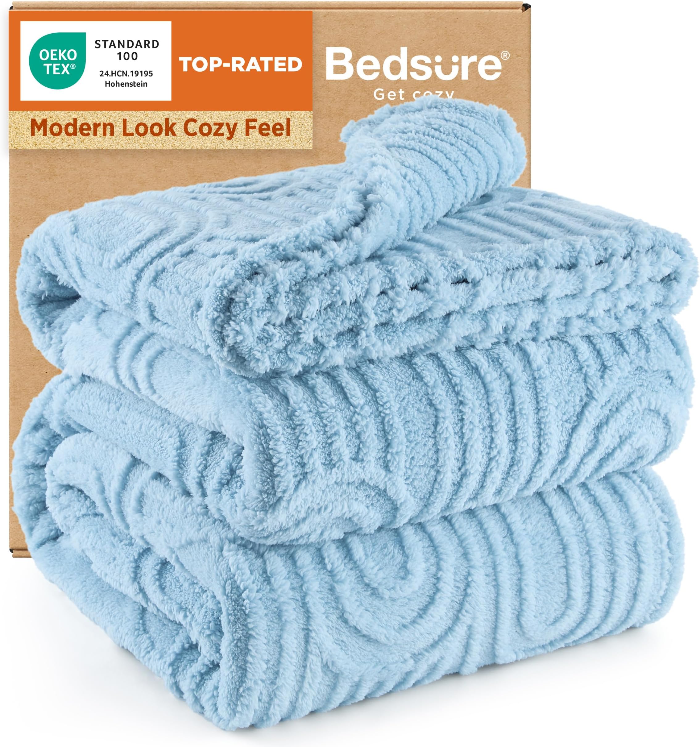 Bedsure GentleSoft Fleece King Size Blanket for Bed - Super Soft & Cozy, Fluffy Blankets for Women & Girls, Ideal for Sofa & Couch, Blue, 108x90 Inches