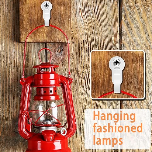 Miniatura 25 de Paquete de 24 ganchos de acero inoxidable para exteriores, clips de luz de Navidad, gancho de tornillo pequeño para luz de patio, plantas, Tono plata