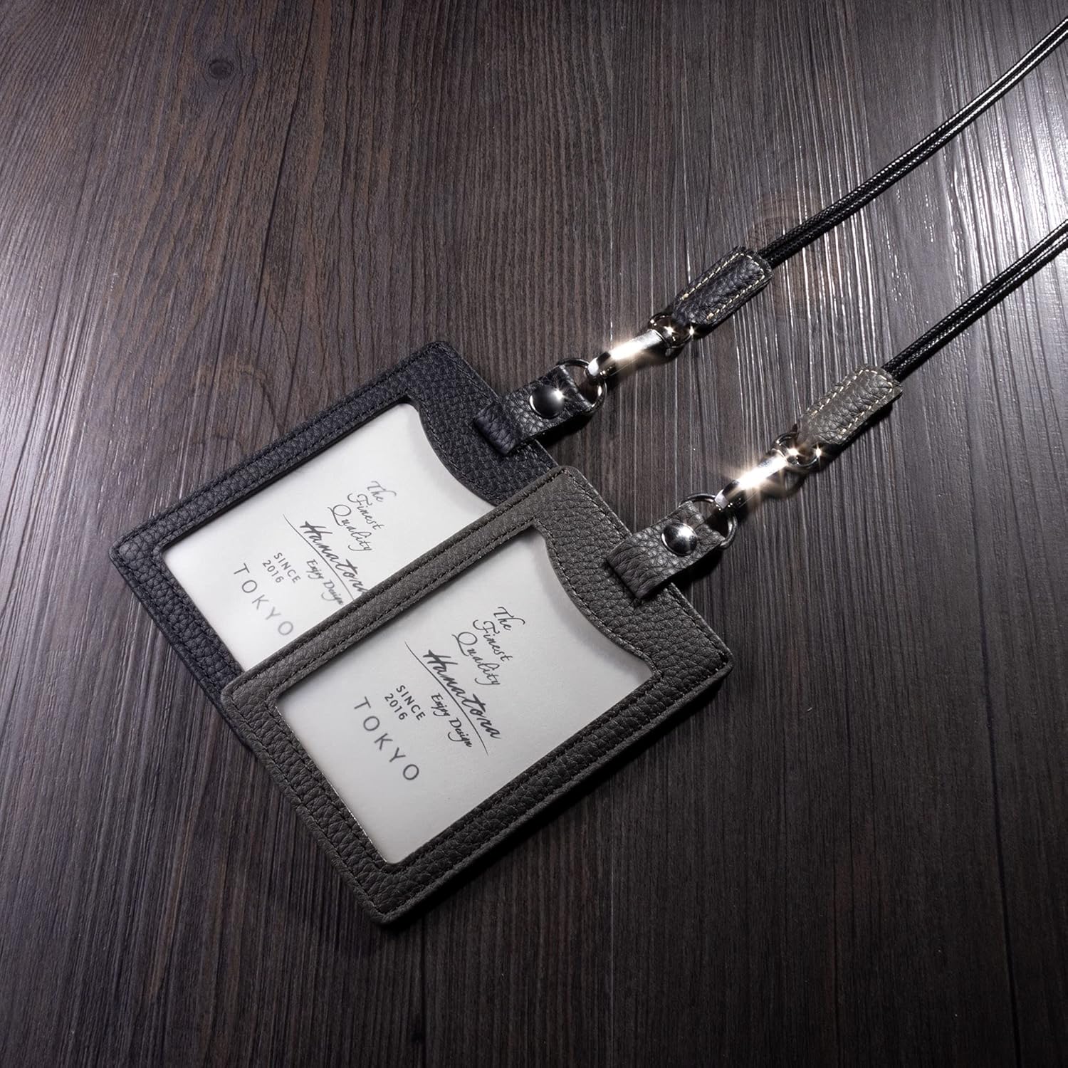 [HANATORA] 本革 縦型 IDカードホルダー IDカードケース パスケース 定期入れ カード入れ シュリンクカーフレザー ハンドメイド ギフトにも最適品 薄型 メンズ レディース ユニセックス Edel HCC05-OliveGray