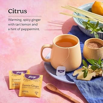 Yogi Lemon Ginger Organic Tea, 16 Tea Bags (4 Pack)
