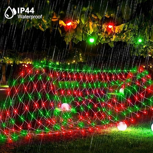 Miniatura 4 de 198 luces de red LED de 9.8 pies x 6.6 pies enchufables, 8 modos de iluminación de malla conectables, luces de red de Navidad impermeables al aire