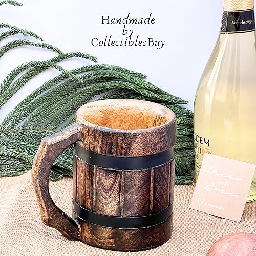 Miniatura 2 de collectiblesBuy Taza de café tallada a mano de madera antigua jarra medieval rústica para bebidas regalo de padrinos de boda
