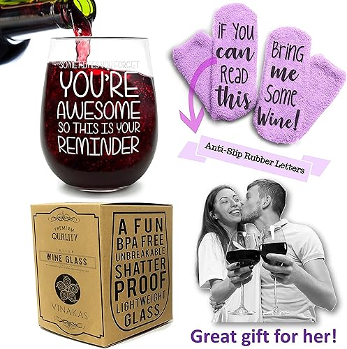 Miniatura 2 de Regalos de vino copas de vino irrompibles de 16 onzas y calcetines divertidos If You Can Read This Bring Me Some Wine Regalos para mujeres que lo
