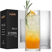 Vista 7 de JoyJolt Elle Copas de Vino Acanaladas, Juego de 2 Copas de Vino Tinto de 17.5oz, Copa con Pie Única, Copas de Cóctel de Estilo Vintage con Pie