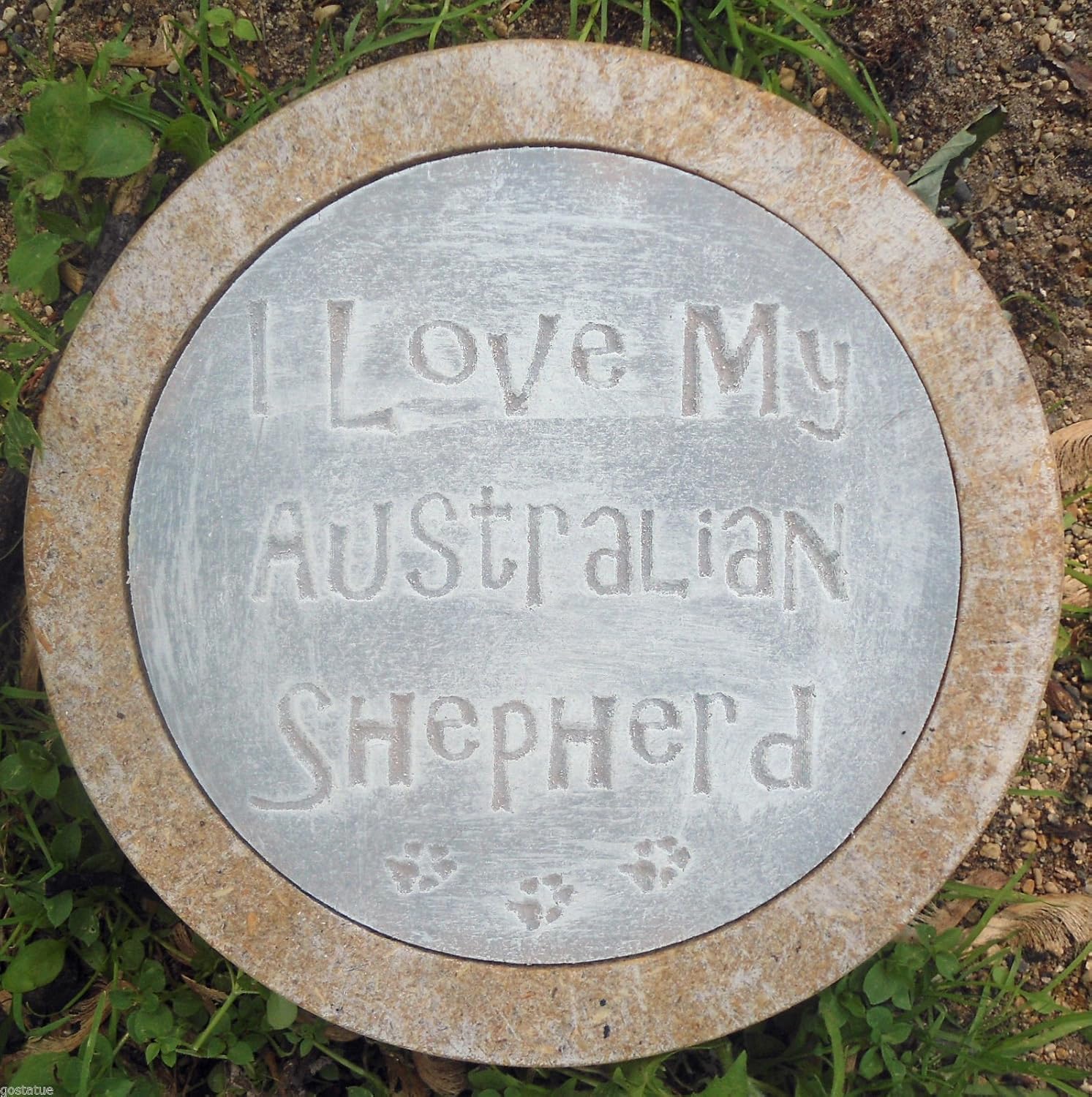 Gostatue australian shepherd dog stepping stone concrete