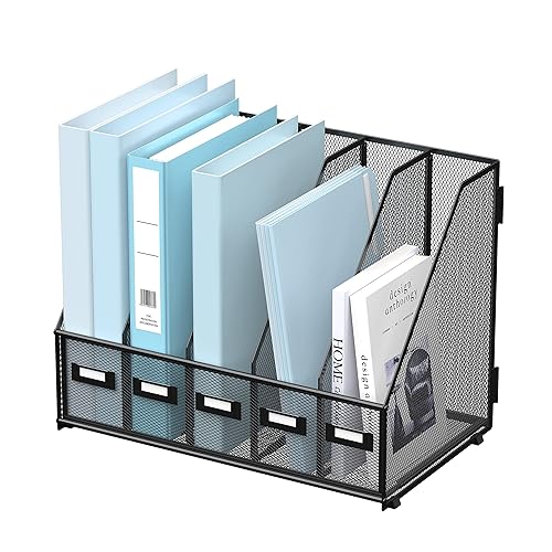 SUPEASY Desk Organizers Metal Desk Magazine File Holder with 5