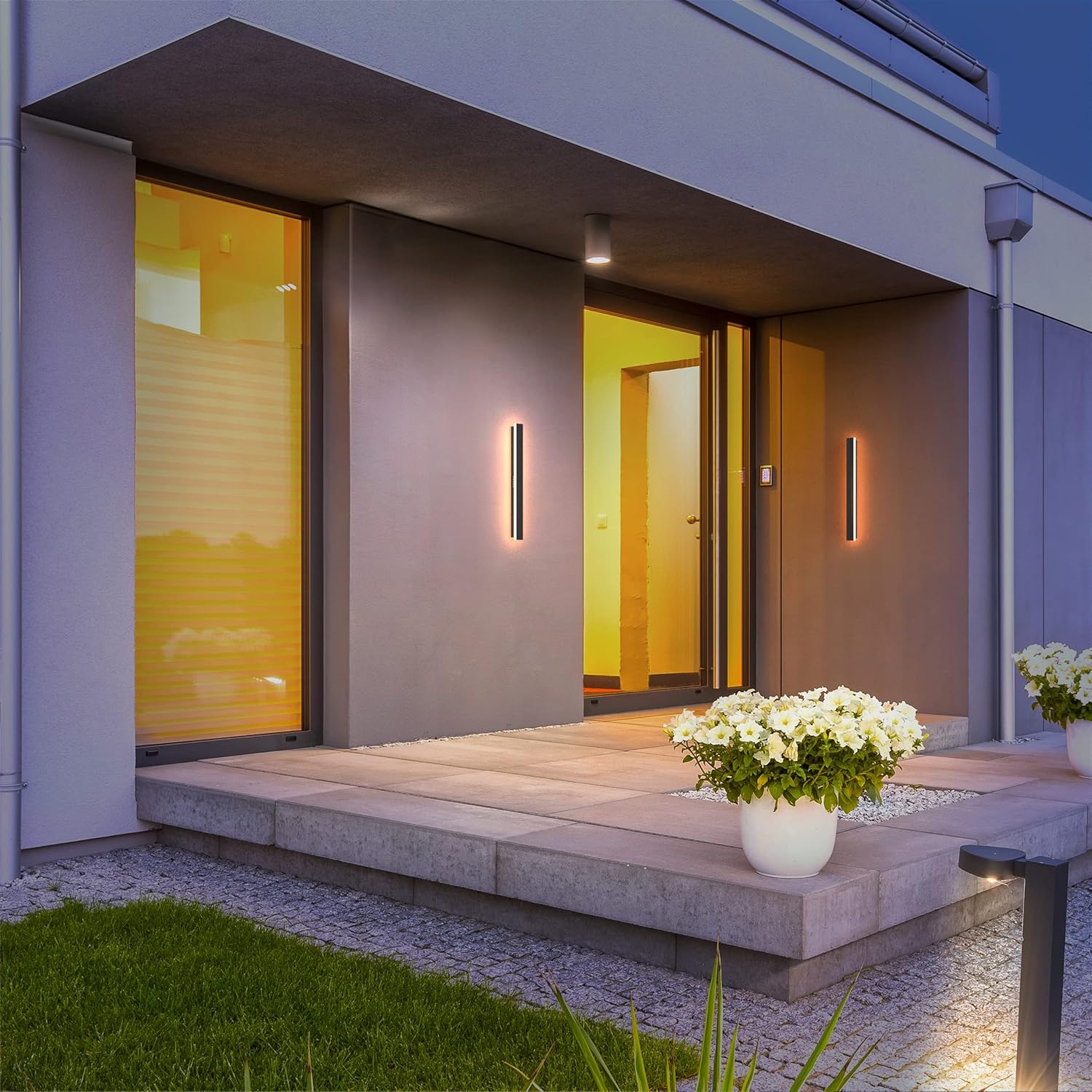 LEEKI - 24 Inches Modern Outdoor Light Fixture - Rectangular Exterior Light Fixture - 19W 3000K - IP65 Anti Rust - Black