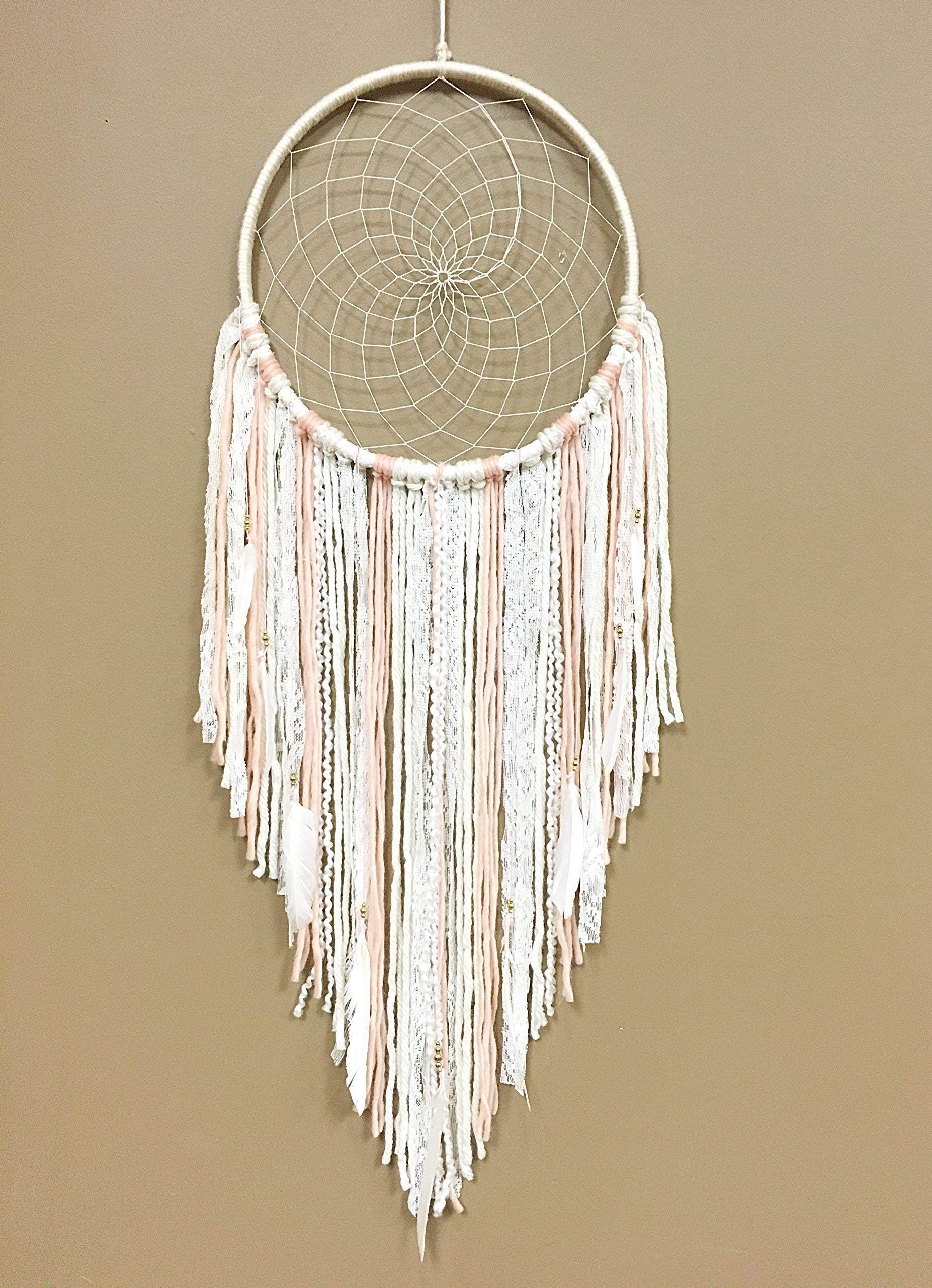 Pink Dreamcatcher, Wallhanging, Boho Dreamcatcher, Bohemian Home Decor, Large Dreamcatcher, Nursery Decor, Modern Dreamcatcher, Dream Catcher, Boho Wall Decor, Boho Chic, Hippie Decor, Fiber Wall Art