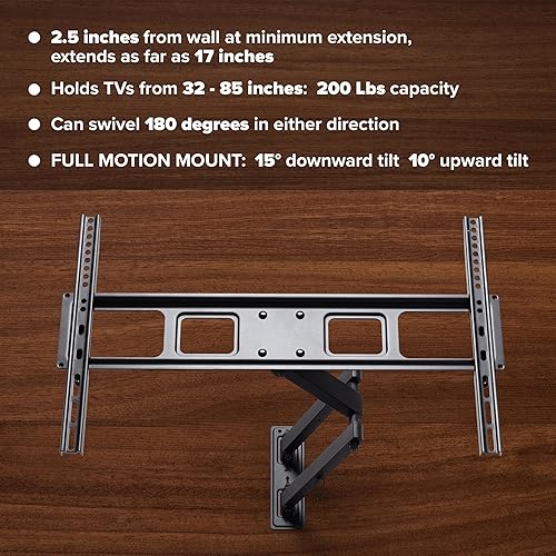 Miniatura 4 de GForce GF-P1124-1096 - Soporte de pared para TV de movimiento completo, inclinable y giratorio, para la mayoría de televisores de 37 a 70 pulgadas,
