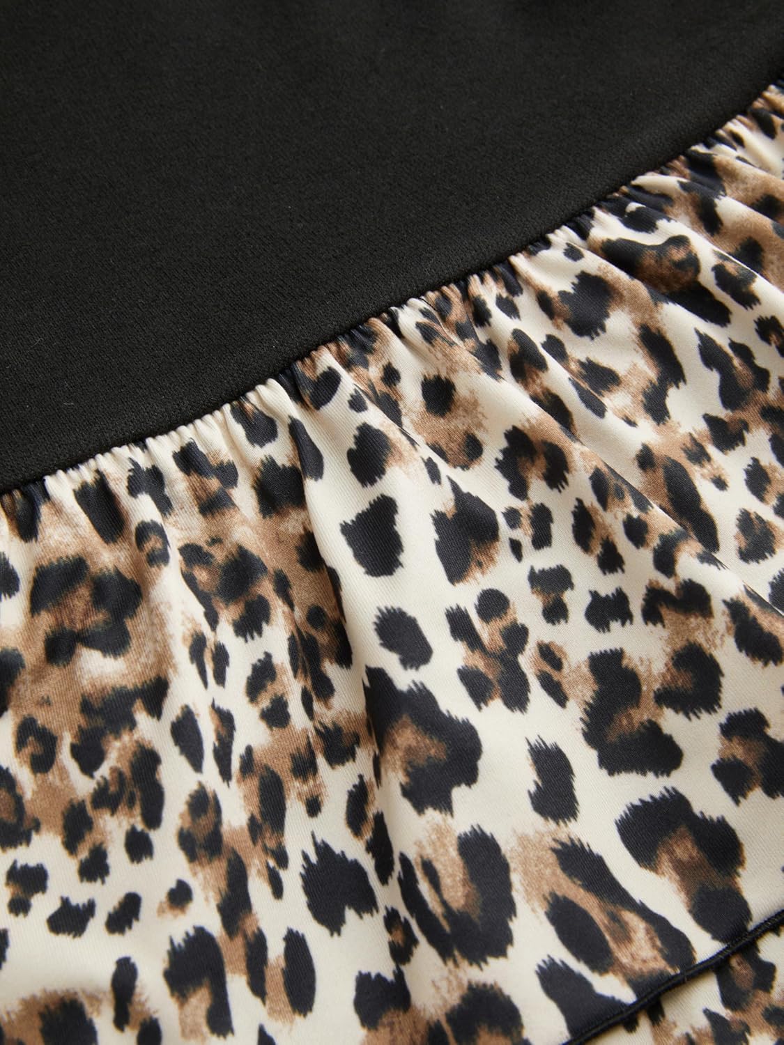 CIDER Womens Long Sleeve Leopard Print Ruffle Skirt Dress Square Neck - Image 2