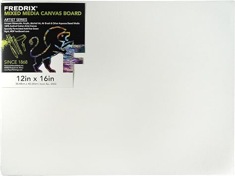 FREDRIX Artist Series Primed Mixed Media Archival Canvas Board, 12" x 16"