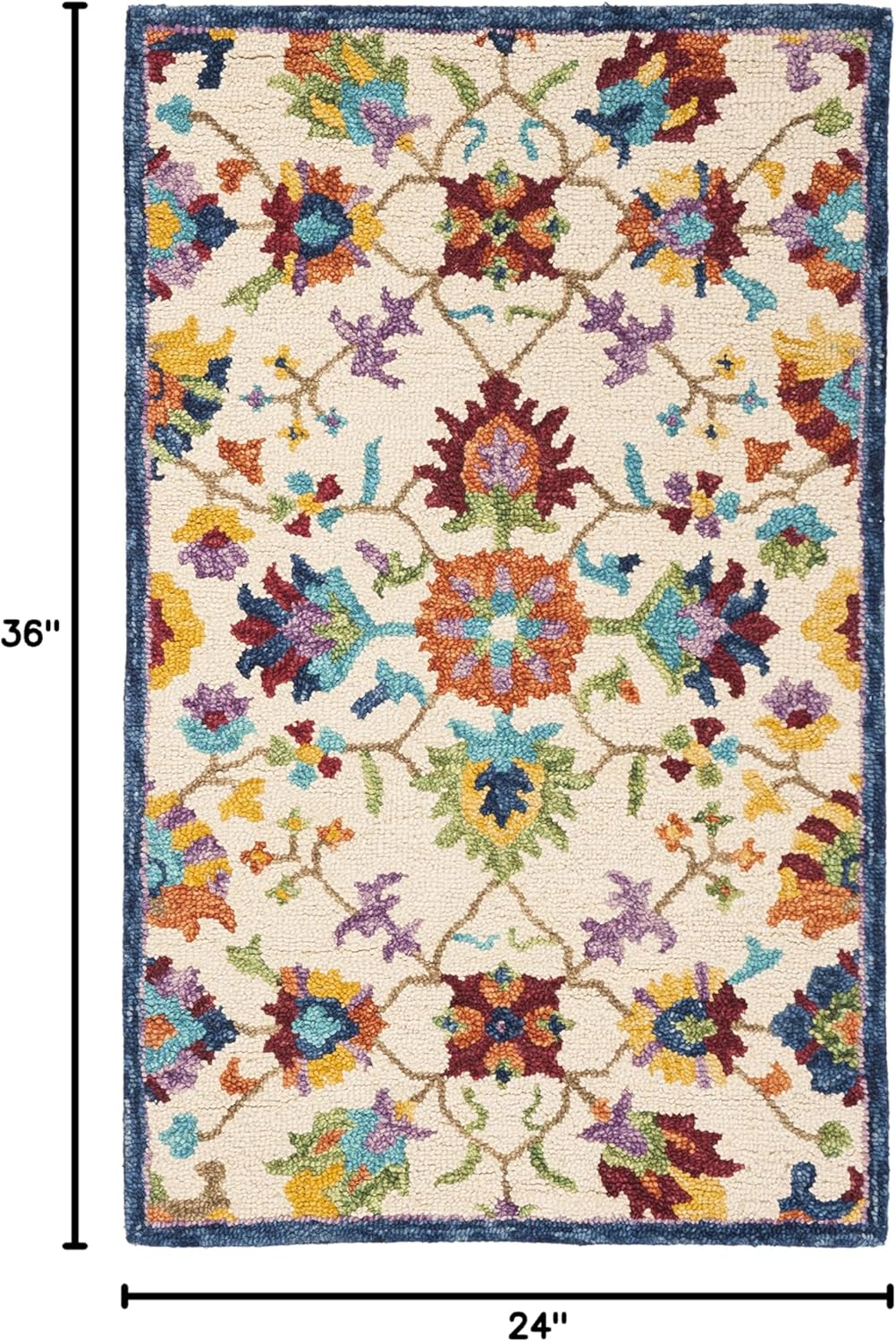 SAFAVIEH Aspen Collection 2' x 3' Ivory/Blue APN509A Handmade Boho Wool Accent Rug