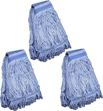Mop Head Replacement Commercial Heavy Duty String Blue Wet Mop Heads for 3 Typs Commercial Mop Handle3,Medium