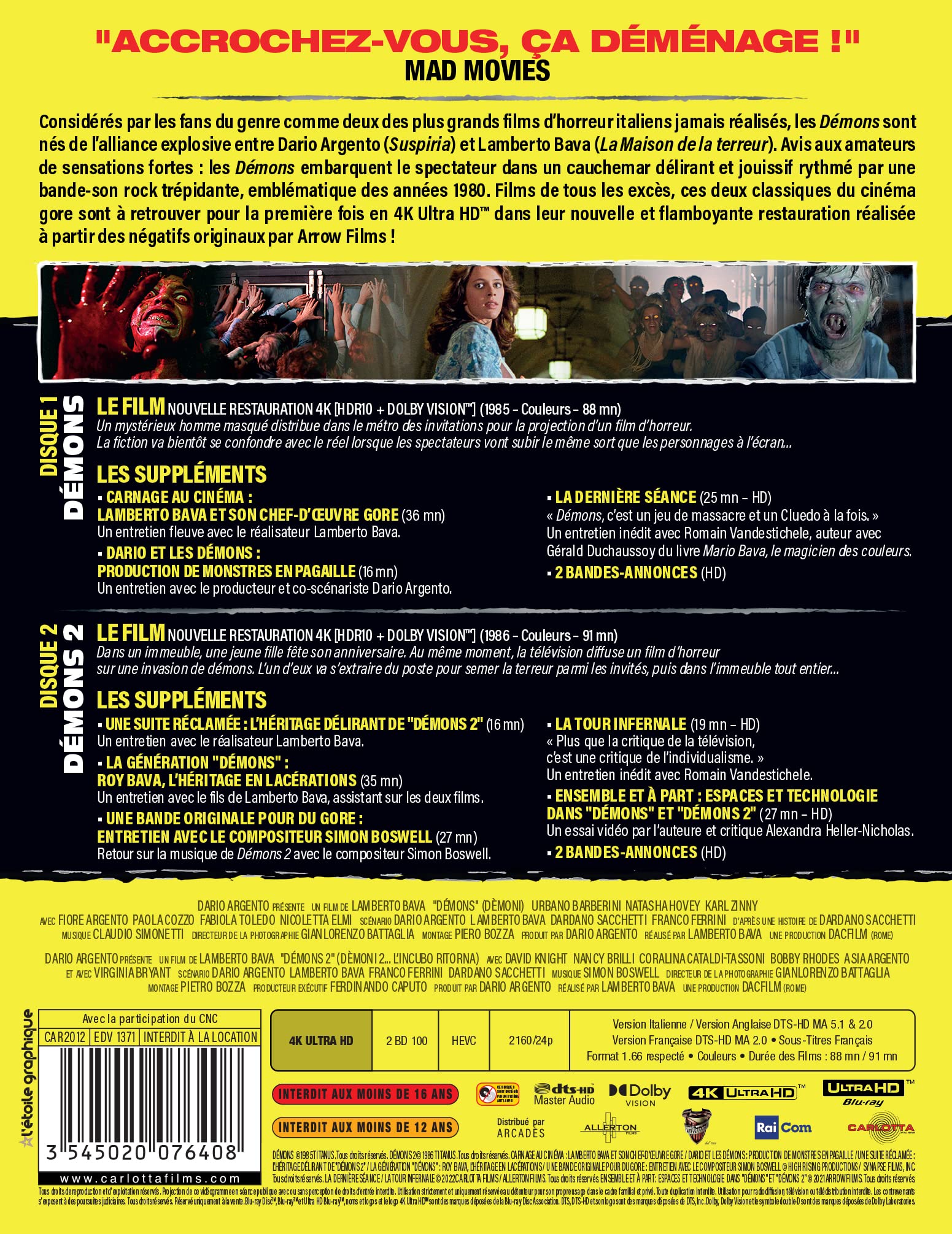 DEMONS 1 ET 2 - 2 UHD STEELBOOK [4K Ultra HD - Édition SteelBook® limitée] [HD DVD]