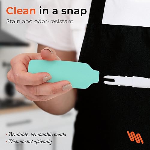 Miniatura 8 de M KITCHEN - Juego de espátulas de silicona, resistentes al calor y sin BPA, 4 espátulas de goma antiadherentes, cuchara, raspador de tarros para