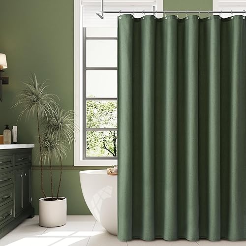 Miniatura 69 de Naturoom cortina de ducha de 36 pulgadas - cortina de ducha estrecha para espacio pequeño, de medio tamaño, de lino verde ultra gruesa, juego