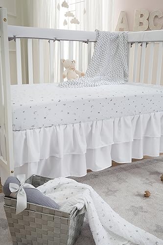 Miniatura 7 de American Baby Company Sábana bajera ajustable para cuna 100% algodón natural, de 52 x 28 pulgadas, suave, transpirable, hipoalergénica y suave, con