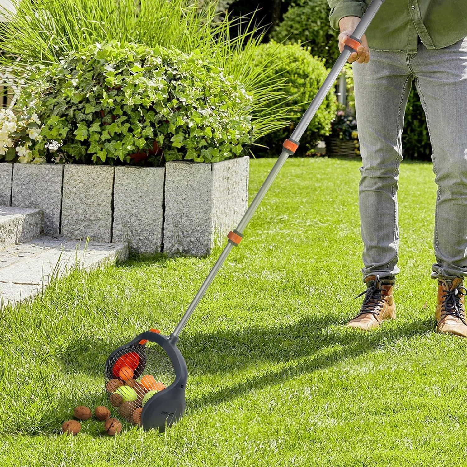 Ramasse-noix Réglable - Outil Jardin Pour Noix, Châtaignes, Glands, Balle De Golf, 1 Gallon