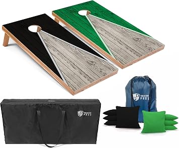Tailgating Pros Lightweight Pyramid Design Cornhole Board Set w/Bean Bags and Carrying Case - 4x2 Regulation Cornhole Game