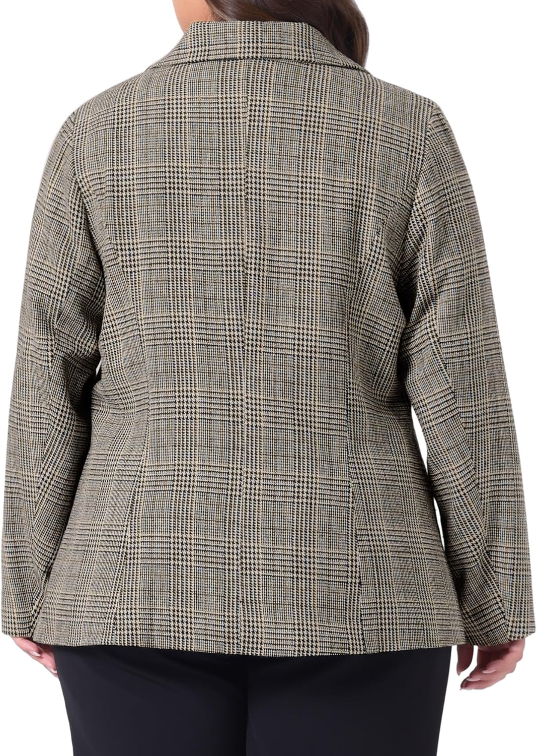 Agnes Orinda Blazers for Women Plus Size Plaid Notched Lapel Long Sleeve Business Casual Blazer Jackets - Image 4