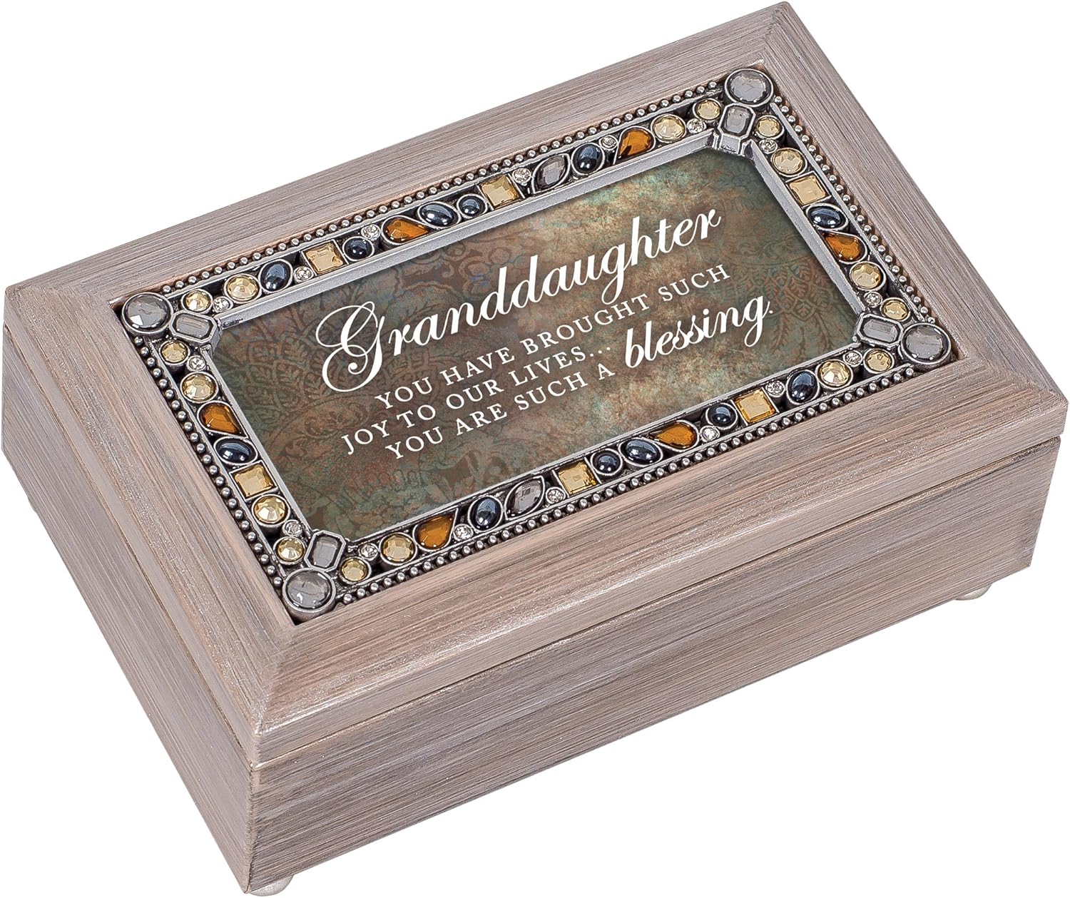 Cottage Garden Granddaughter Brought Such Joy Brushed Pewter Jewelry Music Box Plays Edelweiss