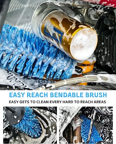 Miniatura 2 de Kit de cepillo de limpieza para motocicleta, cepillo de fácil alcance, guante de lavado de lana, cepillo rígido para neumáticos, cepillo de detalles