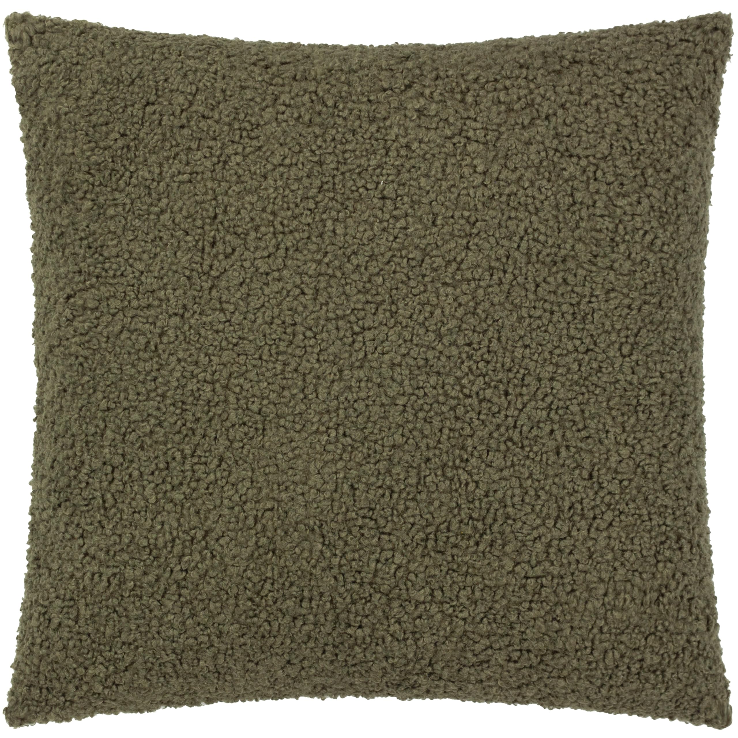 Coussin bouclé scandinave kaki 55x55cm pour salon cocooning Yard