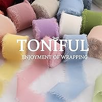 Vista 7 de TONIFUL 4 rollos de cinta de gasa roja - 1 1/2 pulgadas 5.5 yardas de cinta de seda para envolver regalos, bodas, decoración de fiestas, envoltura