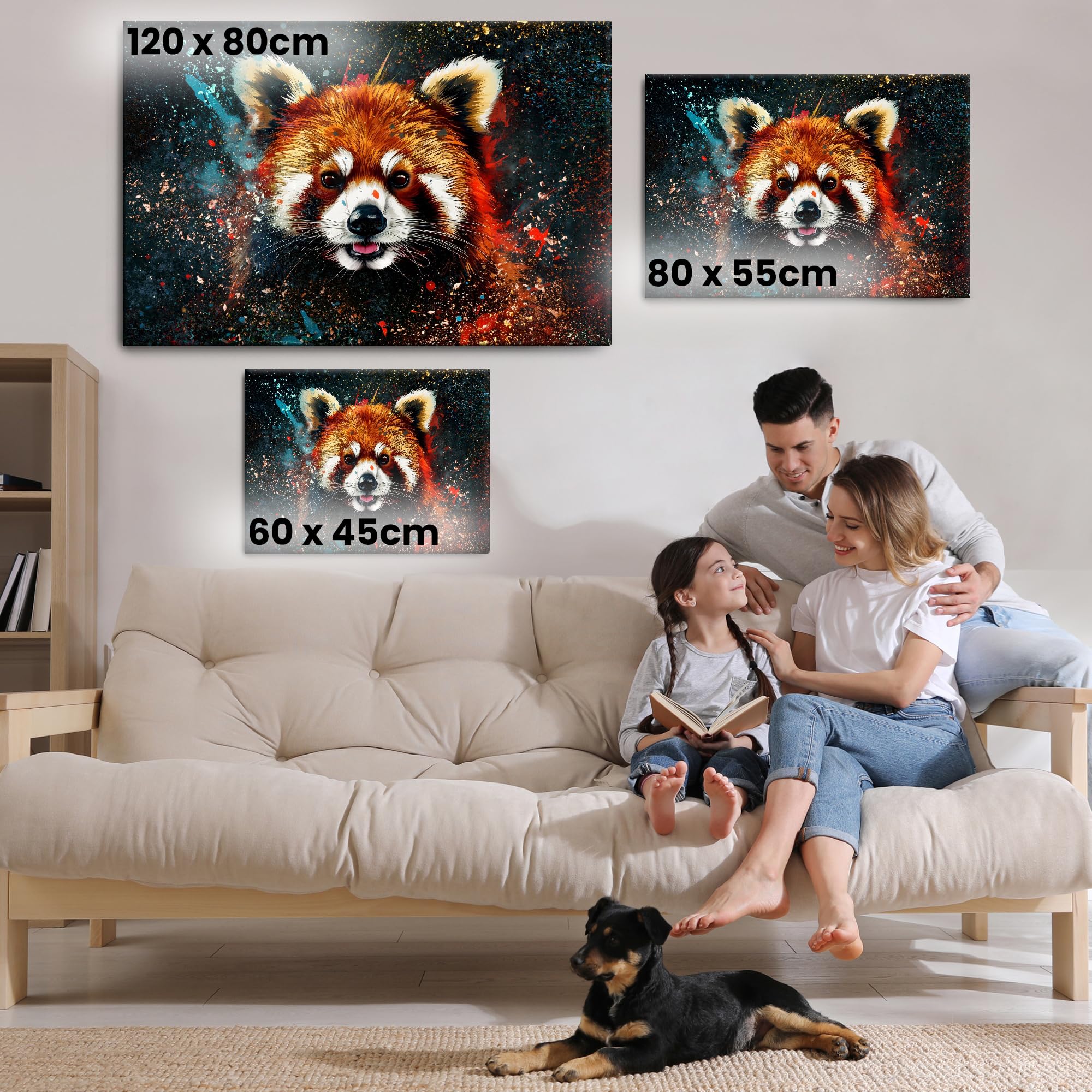 Artmazing | Roter Panda Bild Bunt | Pop Art Bilder | Bilder Katzenbär Modern | Katzenbärenbilder Modern | Moderne Bilder XXL | Wandbild Kleiner Panda Deko XXL | Bild Leinwand XXL | Katzenbären Bilder