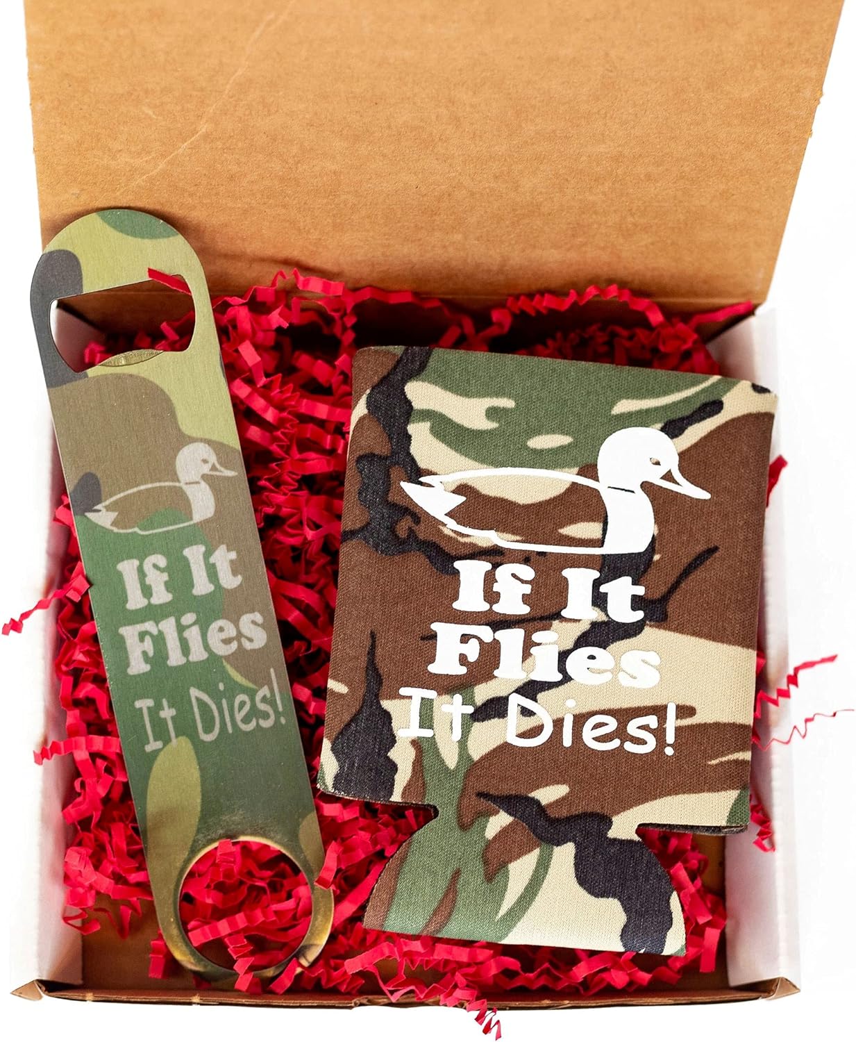 Hunting Gifts for Men Duck Beer Bottle Opener Set Can Holder Hunter Camo (Can Holder & Opener Set)