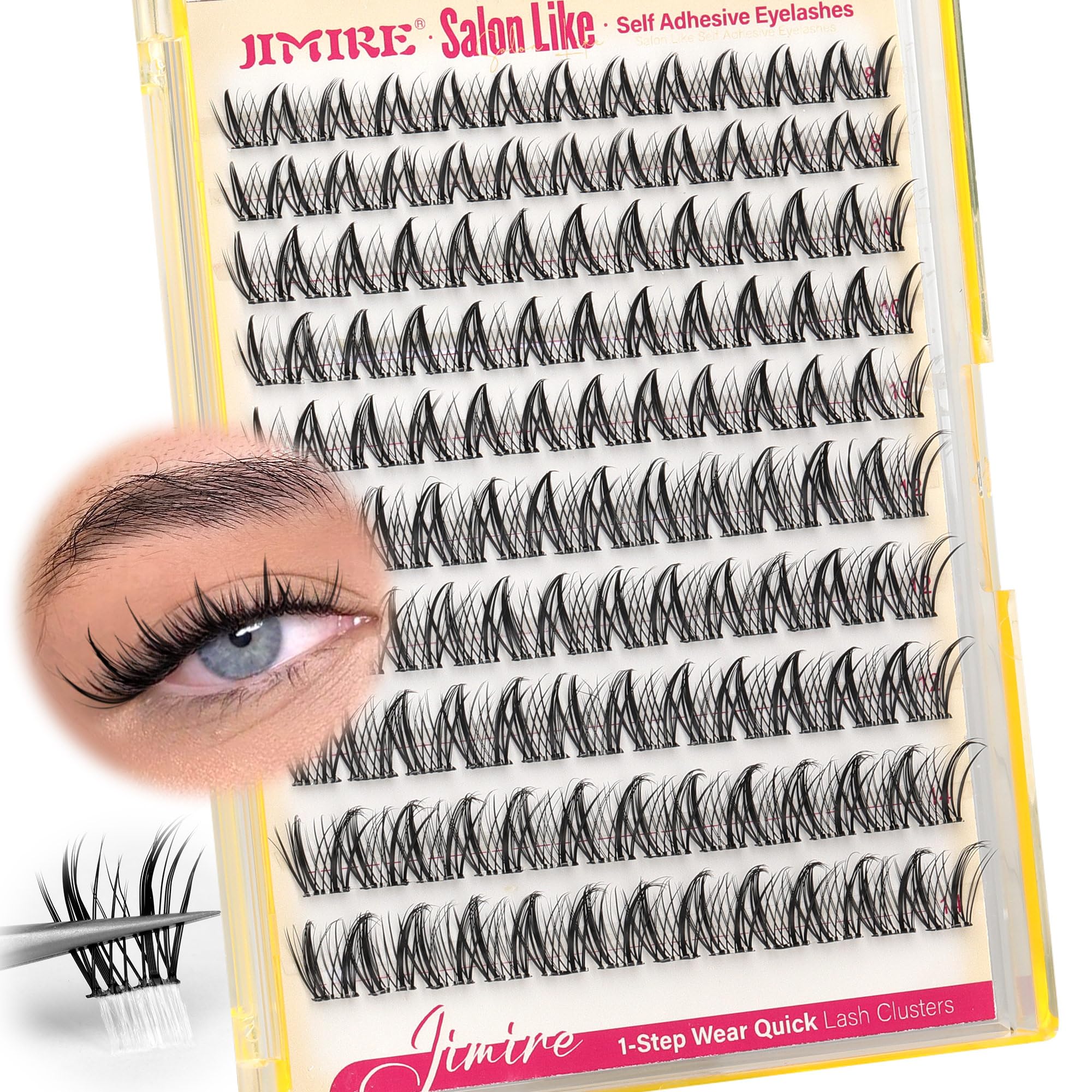 Fairy Self Adhesive Eyelashes Wispy Lash Clusters with Glue Press on Lashes Reusable Self Adhesive Manga Lash Clusters 8-14MM Pre-Glued Eyelashes Clusters Easy to Apply Beginners Friendly by JIMIRE
